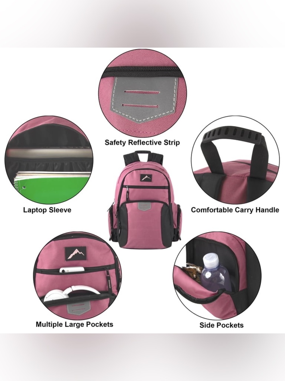 Multi Compartment Backpack in Purple & Black NWT - Picture 3 of 6